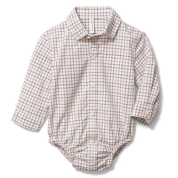 Janie & Jack BABY PLAID POPLIN BODYSUIT Dress Shirt - Picture 1 of 7